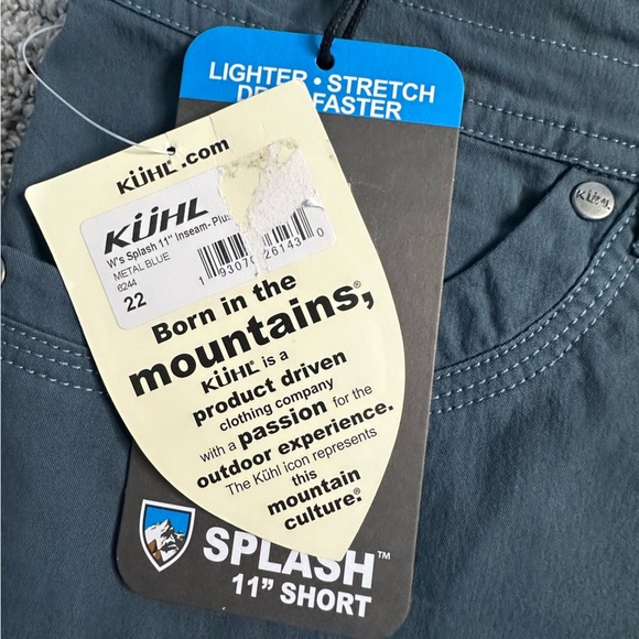 KUHL Splash 11" Shorts 22W Plus size Blue hiking outdoor UPF 50 quick dry pocket - Picture 9 of 12